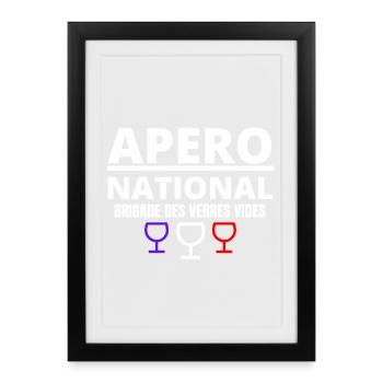 apéro, apéro national, picole nationale - Affiche encadrée (27 × 37 cm) - noir - Devant