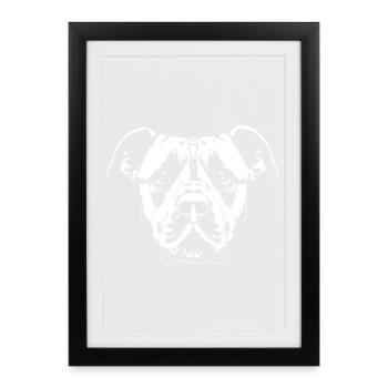 Dog / Head / White / Faithful - Framed poster (27 × 37 cm) - black - Front