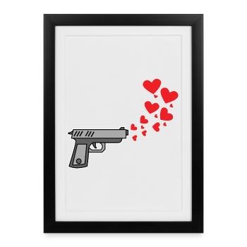 Cœur Liberté d’expression Amour Paix Humanité - Affiche encadrée (27 × 37 cm) - noir - Devant