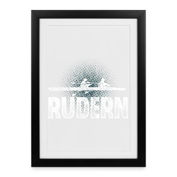 Rudern Ruderer Ruderboot - Gerahmtes Poster (27 × 37 cm) - Schwarz - Vorne