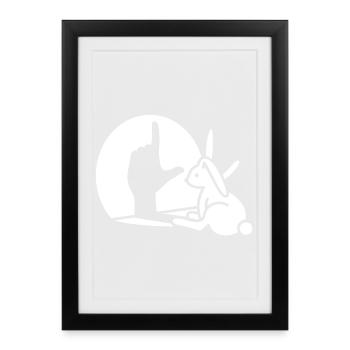 Rabbit Shadow Hand, LOSER Signe Loser - Affiche encadrée (27 × 37 cm) - noir - Devant