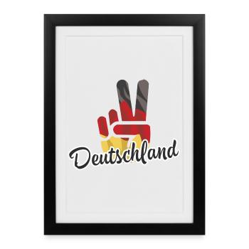 Victory Sieg Hand Deutschland - Gerahmtes Poster (27 × 37 cm) - Schwarz - Vorne