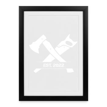 Icône de l’outil de bricoleur de scie et de hache icône de logo - Affiche encadrée (27 × 37 cm) - noir - Devant