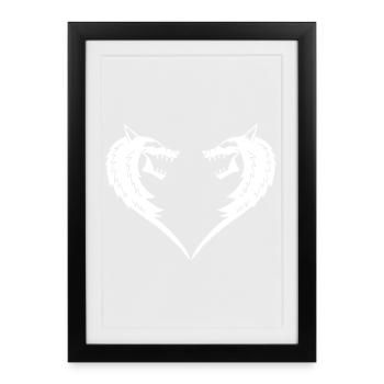 Coeur de loup blanc - Affiche encadrée (27 × 37 cm) - noir - Devant