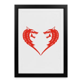 Red Wolf Heart - Framed poster (27 × 37 cm) - black - Front