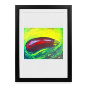 Aubergine verte - Affiche encadrée (27 × 37 cm) - noir - Devant