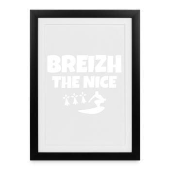 Bretagne, celte, Breizh, surf, fan de surf - Affiche encadrée (27 × 37 cm) - noir - Devant