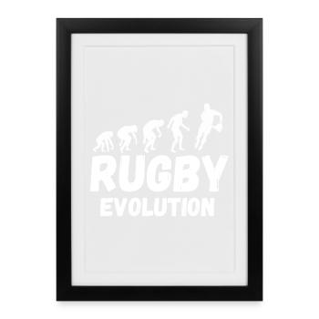 RUGBY, rugby sport, rugby humour - Affiche encadrée (27 × 37 cm) - noir - Devant