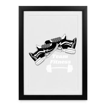 Team Fitness Sneaker and Dumbbell - Framed poster (27 × 37 cm) - black - Front