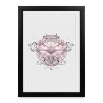 Un papillon céleste de nuages délicats - Affiche encadrée (27 × 37 cm) - noir - Devant