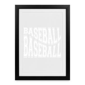 baseball, baseball sport, fan de baseball - Affiche encadrée (27 × 37 cm) - noir - Devant