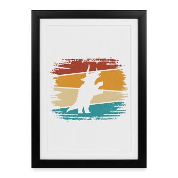 Dino Dinosaure Triceratops - Affiche encadrée (27 × 37 cm) - noir - Devant