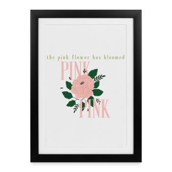 Pink Bloom Typography - Framed poster (27 × 37 cm) - black - Front