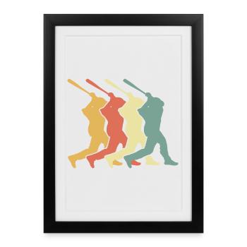Frappeur de baseball - Affiche encadrée (27 × 37 cm) - noir - Devant