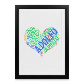 t-shirt Adolfo coeur nuage de mots t-shirt - Affiche encadrée (27 × 37 cm) - noir - Devant