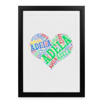 t-shirt Adela coeur nuage de mots t-shirt cadeau - Affiche encadrée (27 × 37 cm) - noir - Devant
