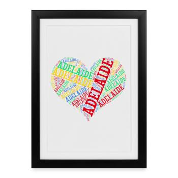 Adelaide t-shirt coeur t-shirt nuage de mots - Affiche encadrée (27 × 37 cm) - noir - Devant
