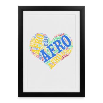tshirt Afro coeur nuage de mots t-shirt collage - Affiche encadrée (27 × 37 cm) - noir - Devant