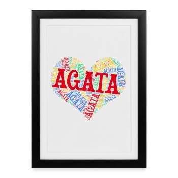 t-shirt Agata word cloud coeur t-shirt - Affiche encadrée (27 × 37 cm) - noir - Devant