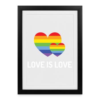 Mois de la fierté LGBT - Love is Love - Affiche encadrée (27 × 37 cm) - noir - Devant