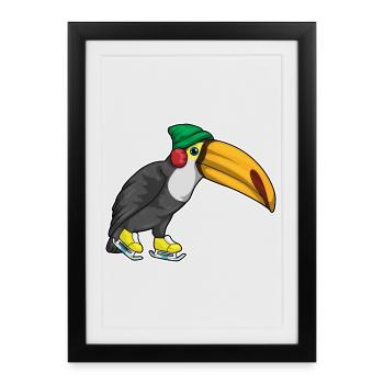 Toucan patins à glace - Affiche encadrée (27 × 37 cm) - noir - Devant