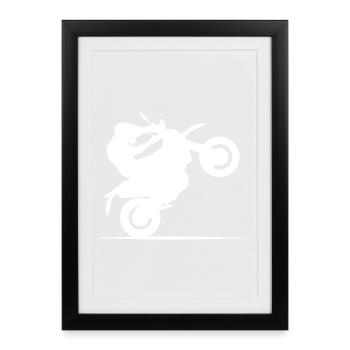Icône Motorcycle Biker Symbol Wheelie Cross Freestyle - Affiche encadrée (27 × 37 cm) - noir - Devant
