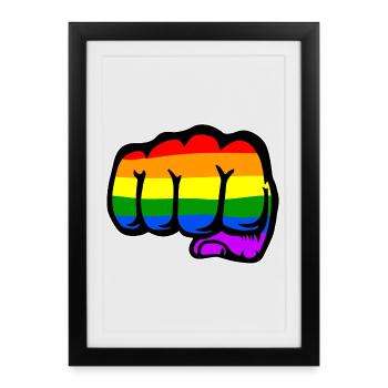 Main Poing Rainbow Flag - Affiche encadrée (27 × 37 cm) - noir - Devant