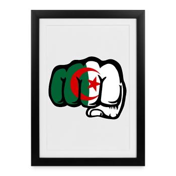 Drapeau de l’Algérie Main Poing - Affiche encadrée (27 × 37 cm) - noir - Devant