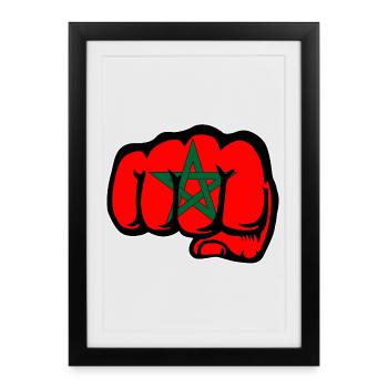 Morocco Flag Hand Fist - Framed poster (27 × 37 cm) - black - Front