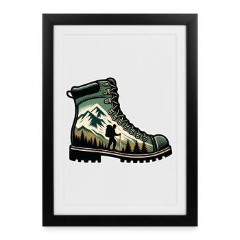 Hiking boots Mountain Trekkeur Randonneur - Framed poster (27 × 37 cm) - black - Front