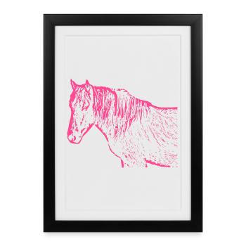 Cheval rose rose - Affiche encadrée (27 × 37 cm) - noir - Devant