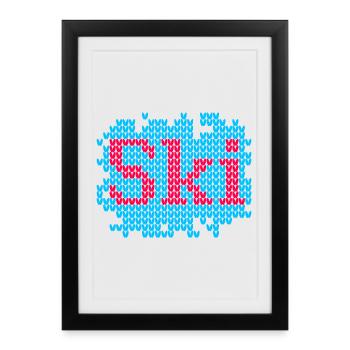 Ski Knit Hut Magic Knit Ski Holiday Fan - Affiche encadrée (27 × 37 cm) - noir - Devant