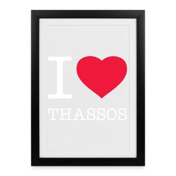 J’AIME THASSOS - Affiche encadrée (27 × 37 cm) - noir - Devant