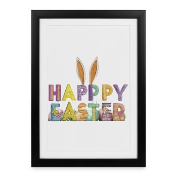 Easter bunny design with colorful letters - Framed poster (27 × 37 cm) - black - Front
