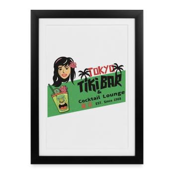 Tokyo Tiki Bar et salon à cocktails - Affiche encadrée (27 × 37 cm) - noir - Devant