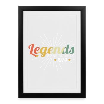 1974 Birthday Sayings Legend Retro - Framed poster (27 × 37 cm) - black - Front