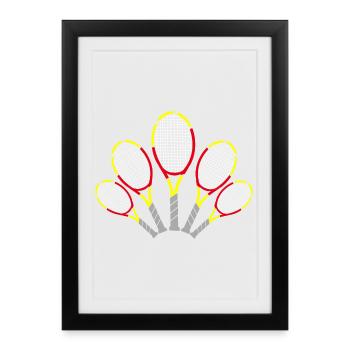 Tennis Shirt Racket Racket Spanish Madrid - Framed poster (27 × 37 cm) - black - Front