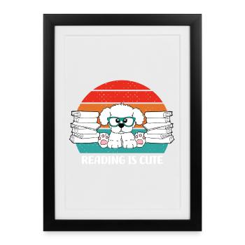La lecture est mignonne - Affiche encadrée (27 × 37 cm) - noir - Devant