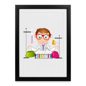Ein junger Mann als Wissenschaftler im Labor - Gerahmtes Poster (27 × 37 cm) - Schwarz - Vorne