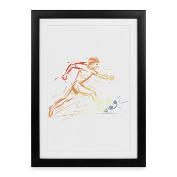 Joueur de football dessinant rétro - Affiche encadrée (27 × 37 cm) - noir - Devant