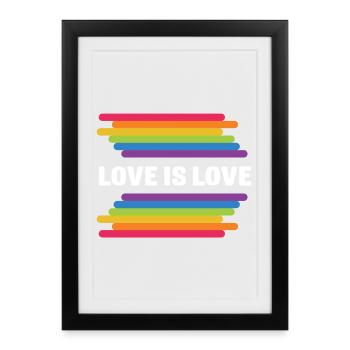 Mois de la fierté LGBT - Love is Love - Affiche encadrée (27 × 37 cm) - noir - Devant