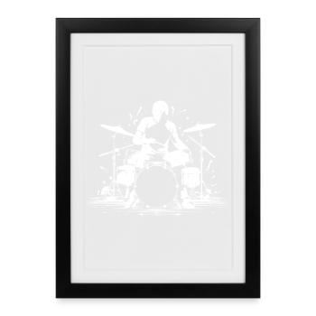 Graphiques Drummer - Affiche encadrée (27 × 37 cm) - noir - Devant