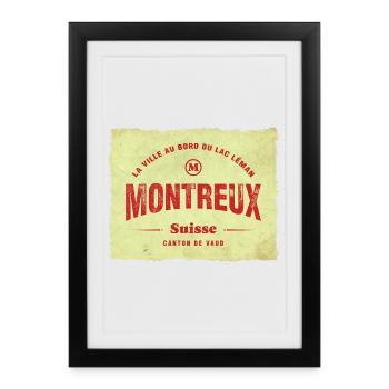 Montreux Vintage Stadtstempel - Gerahmtes Poster (27 × 37 cm) - Schwarz - Vorne