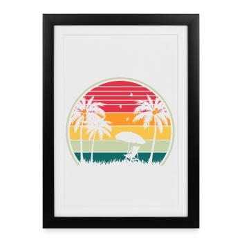 Retro Beach Sunset - Framed poster (27 × 37 cm) - black - Front