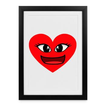 Coeur Visage Coeurs Sincères Saint-Valentin - Affiche encadrée (27 × 37 cm) - noir - Devant
