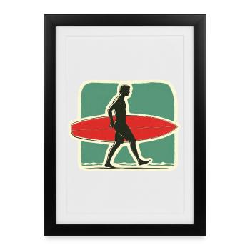 Retro Surfer - Quittez l’âge d’or du surf - Affiche encadrée (27 × 37 cm) - noir - Devant