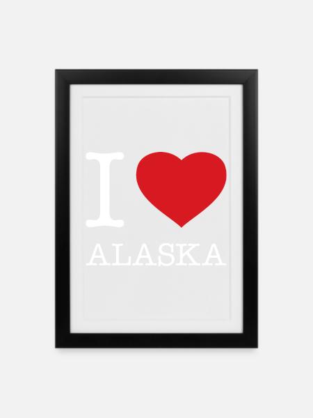 I LOVE ALASKA - Gerahmtes Poster (27 × 37 cm) - Schwarz