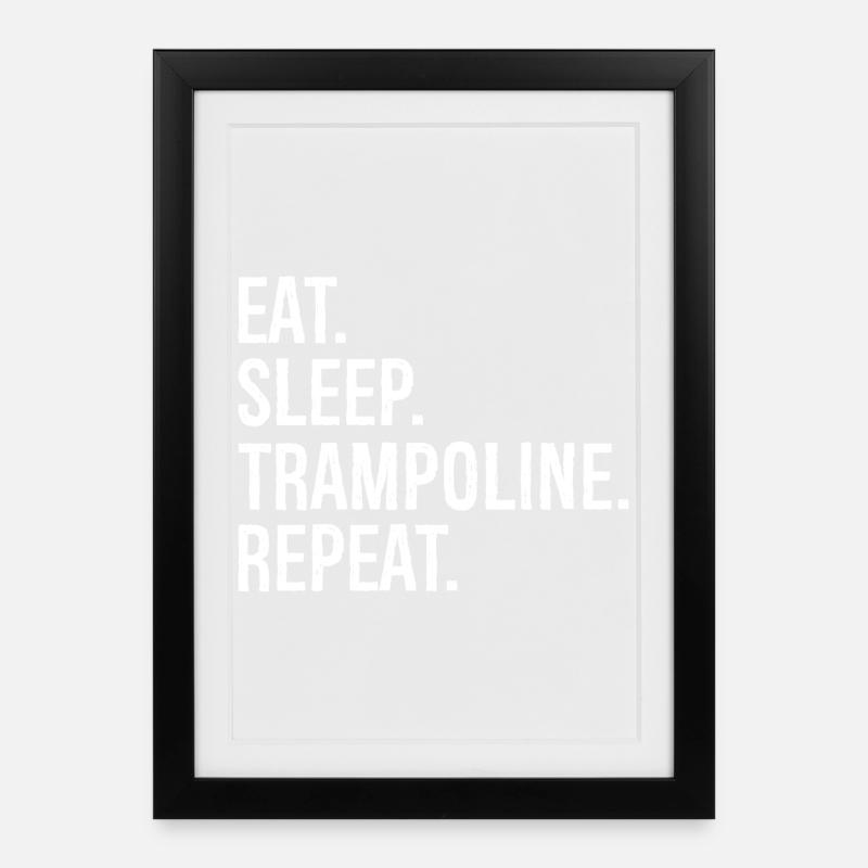 Eat Sleep Trampoline Repeat - Framed poster (27 × 37 cm) - black