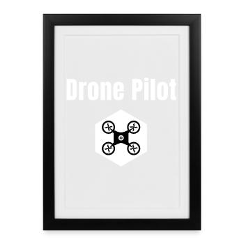 Drone Pilot Hex Tee - Framed poster (27 × 37 cm) - black - Front