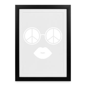 Peace and Lips / Peace Glasses and Lips - Affiche encadrée (27 × 37 cm) - noir - Devant